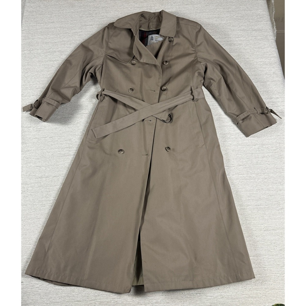 Vintage 90's London Fog Trench Coat 10R Plaid Liner Belted Old Money Preppy